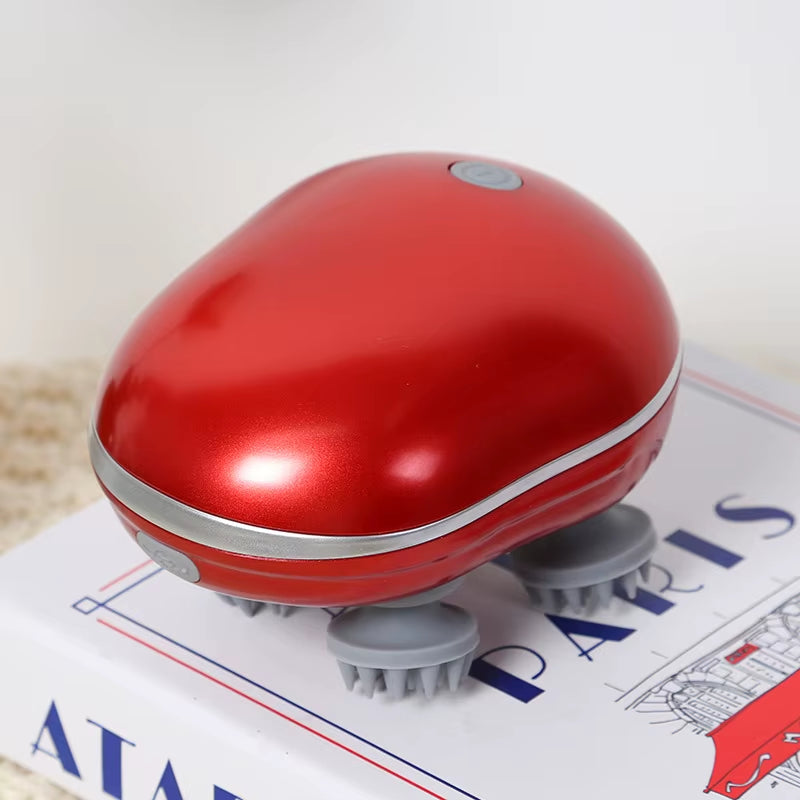Adjustable Speed Head Massager with Red Light Therapy for Scalp Care and Deep Silicone Kneading