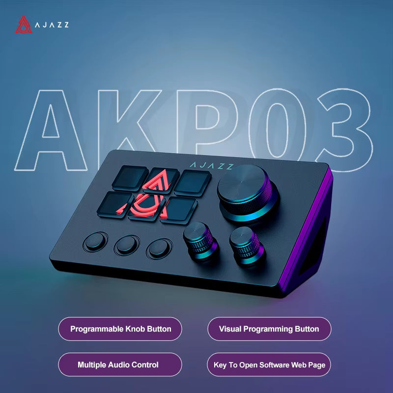 AKP03E Desktop Helper Desk Console Panel Controller Programmable Macro Custom Button Mini Keyboard for Multiple Scenario