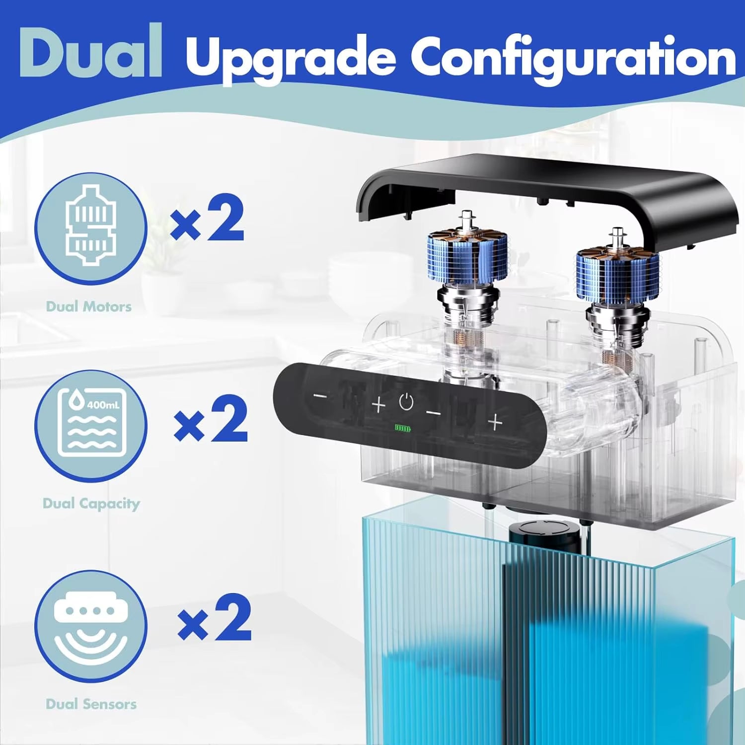 Automatic Foaming Soap Dispenser 400Ml+400Ml USB Rechargeable Double-Headed Touchless Wall-Mountable for Multiple Scenarios