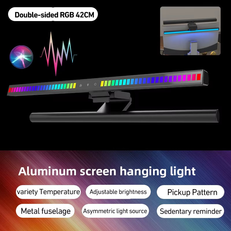 RGB Music Rhythm Computer Monitor Light Bar with Dimming Function for Enhanced Desk and Gaming Experience