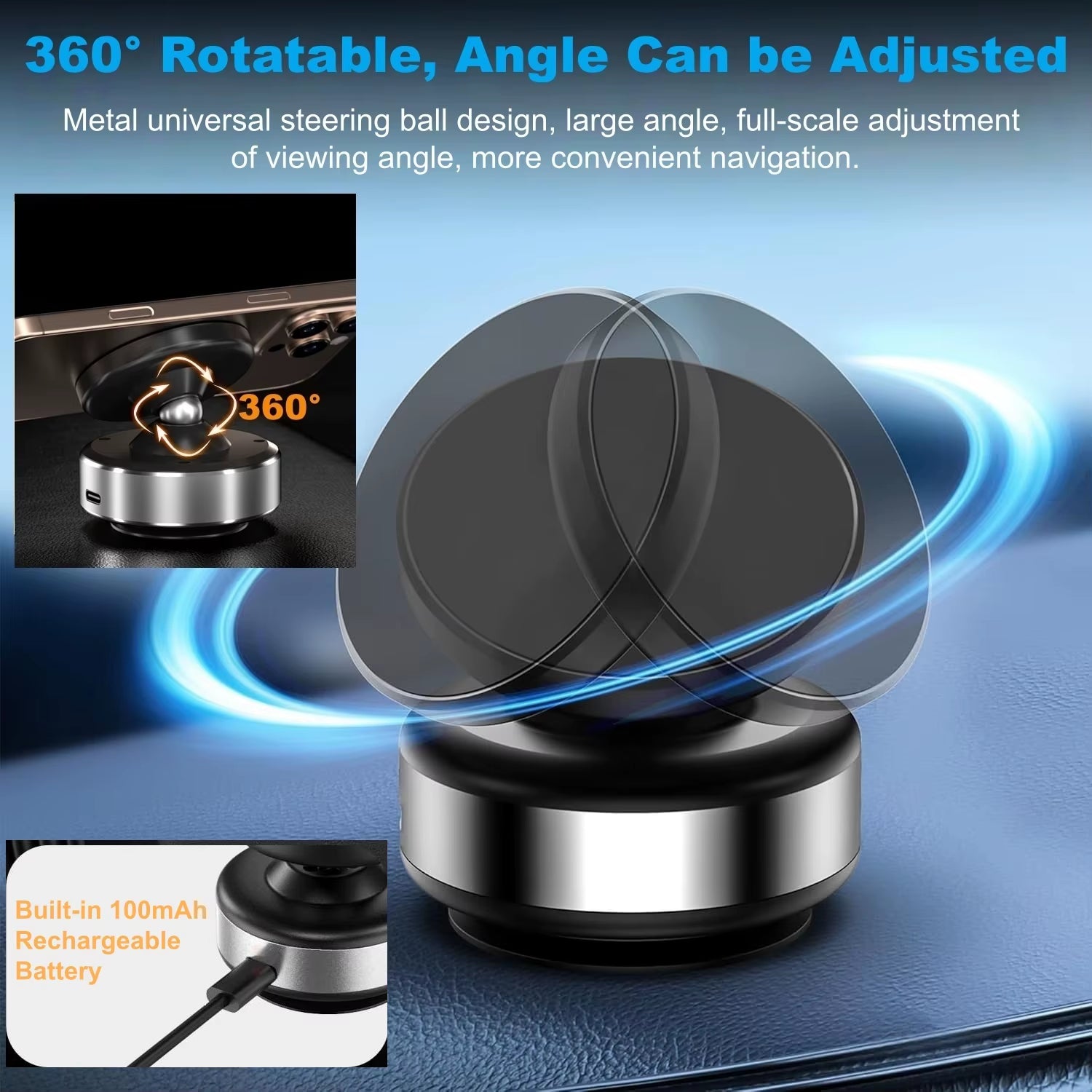 Electric Vacuum Suction Magnetic Phone Holder for Car Gym Mount 360° Rotation Magsafe Suction Cup Phone Mount for Smartphones
