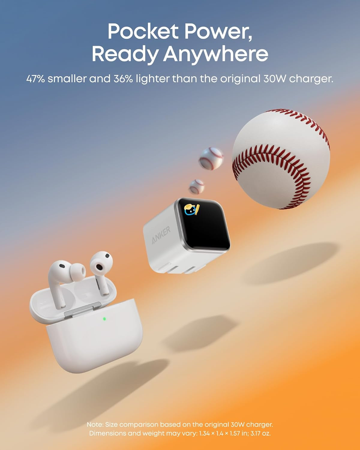 Smart Display Charger,  Nano 45W Gan Fast Charging USB C Charger, 180° Foldable Plug, Smart Recognition, Built-In Care Mode, for Iphone17/16/15(Non-Battery,One USB-C Port,No Cable Included)