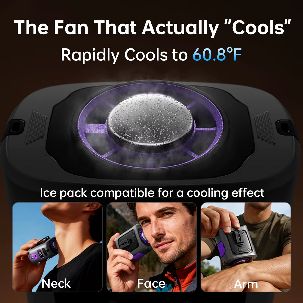 Rechargeable Clip-On Waist Fan with Ice Cooling Plate and 8000mAh Battery - Portable Hands-Free Belt Fan for Camping