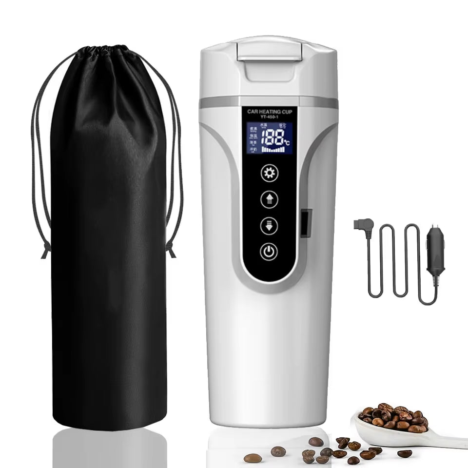 12V24V 500ML Electric Heating Car Water Cup Coffee Milk Dry Boil Protection Travel Kettle Stainless Steel Car Winter Accessories