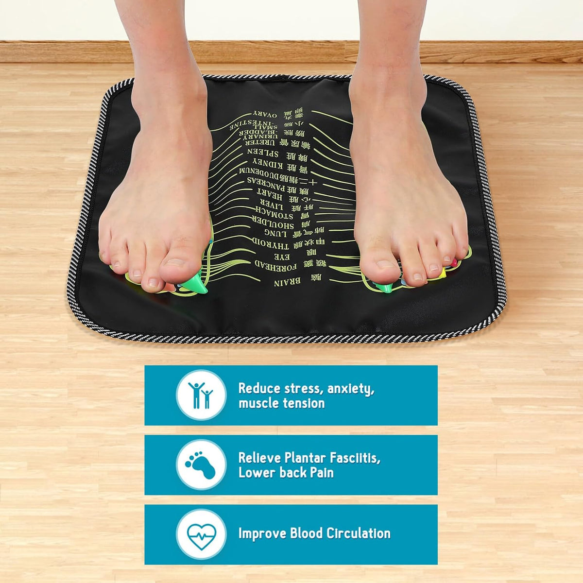 Foot Pressure Massage Board with Soft Stone Points