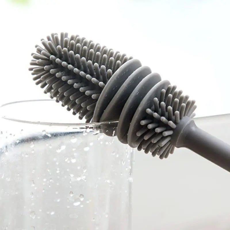 Multifunctional Rotating Silicone Cup Brush with Long Handle for Household Cleaning