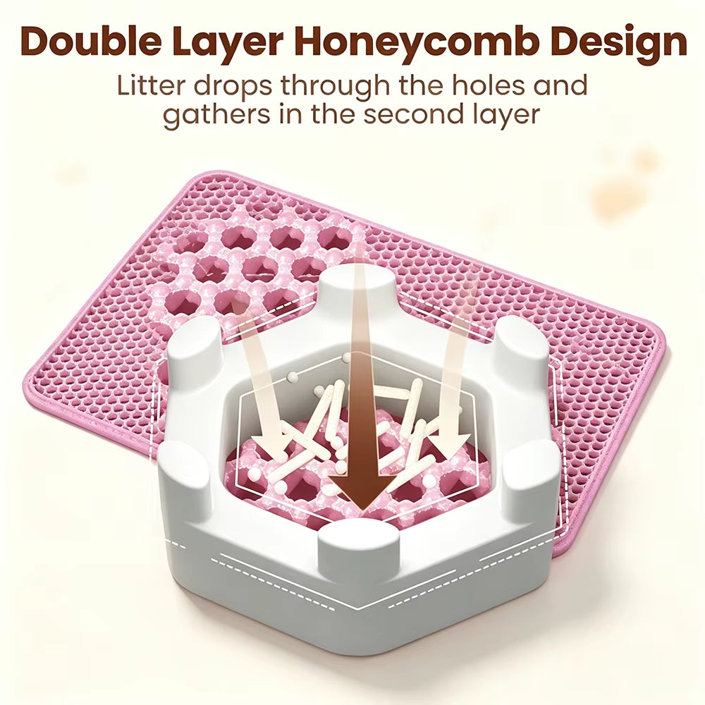 Double Layer Non-Slip Cat Litter Mat - Waterproof and Wear-Resistant Filter Mat for Large Litter Boxes