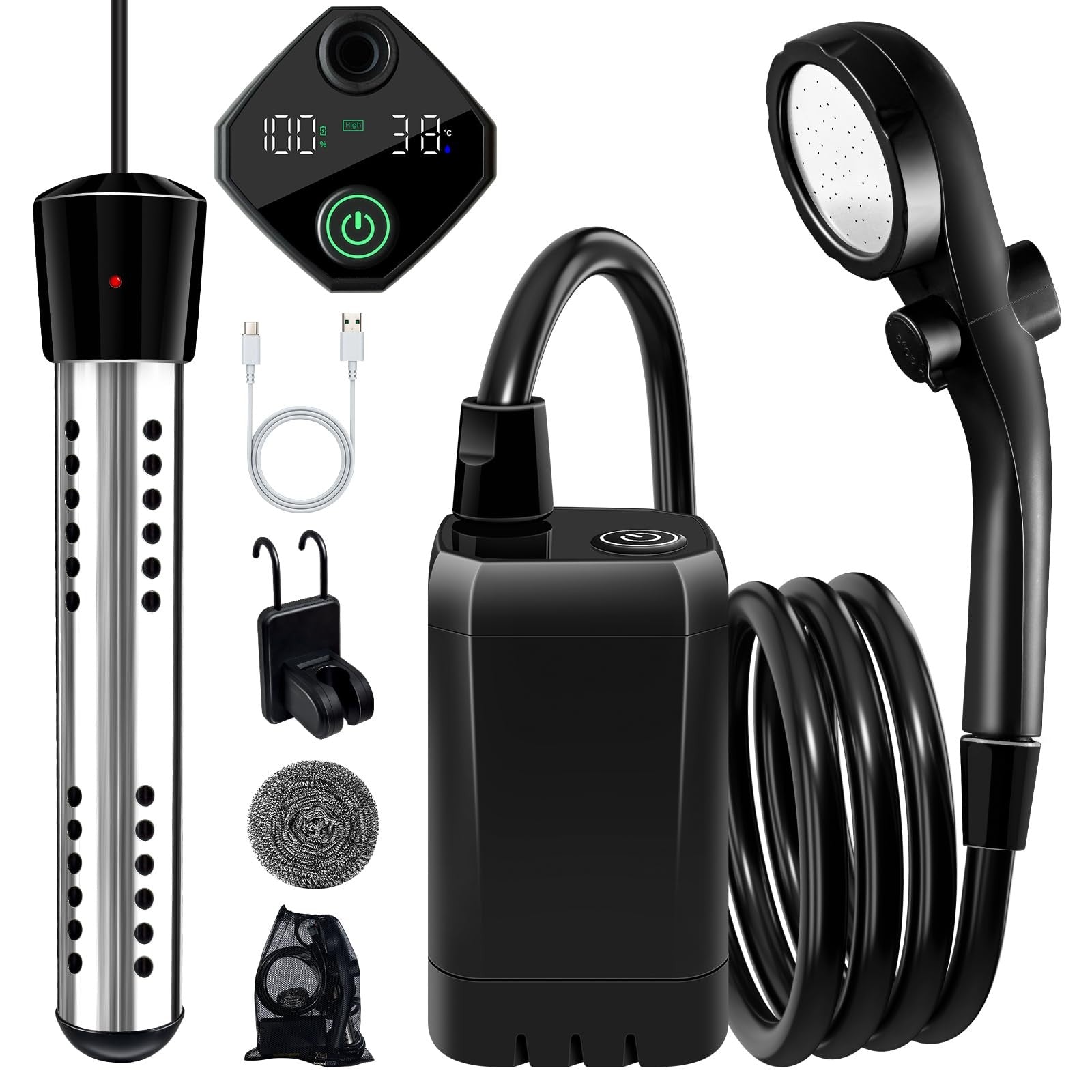 Portable Shower with Heater, 6000Mah Battery Powered Portable Shower for Camping
