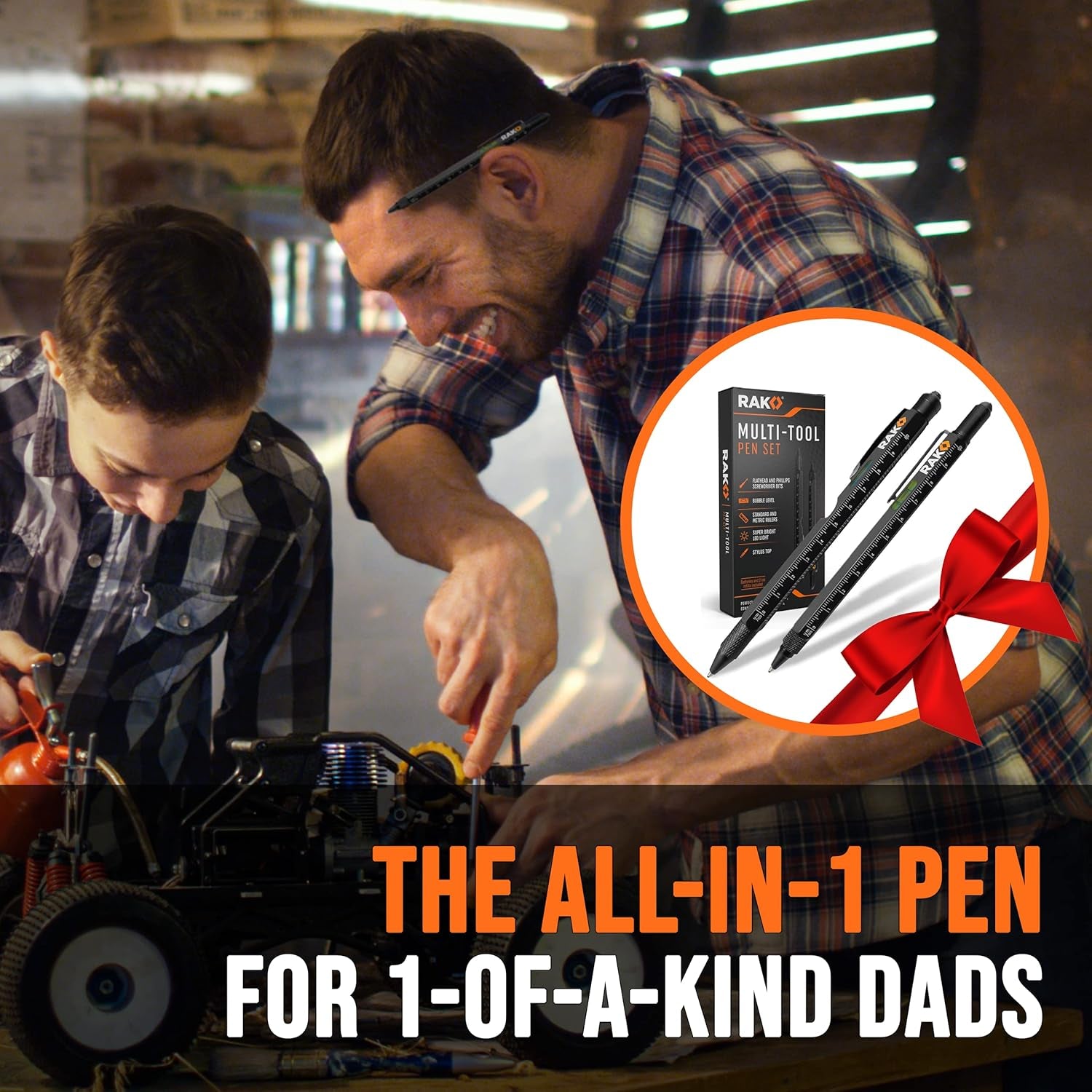 Multitool Pen - Multi-Tool Pen Set 11 in 1, LED Light, Screwdrivers, Level, Ruler, Bottle Opener, and Stylus. Cool Gadgets Gifts for Men, Dad, EDC Tactical Pen Tool, Gift-Ready Box, Pack of 2