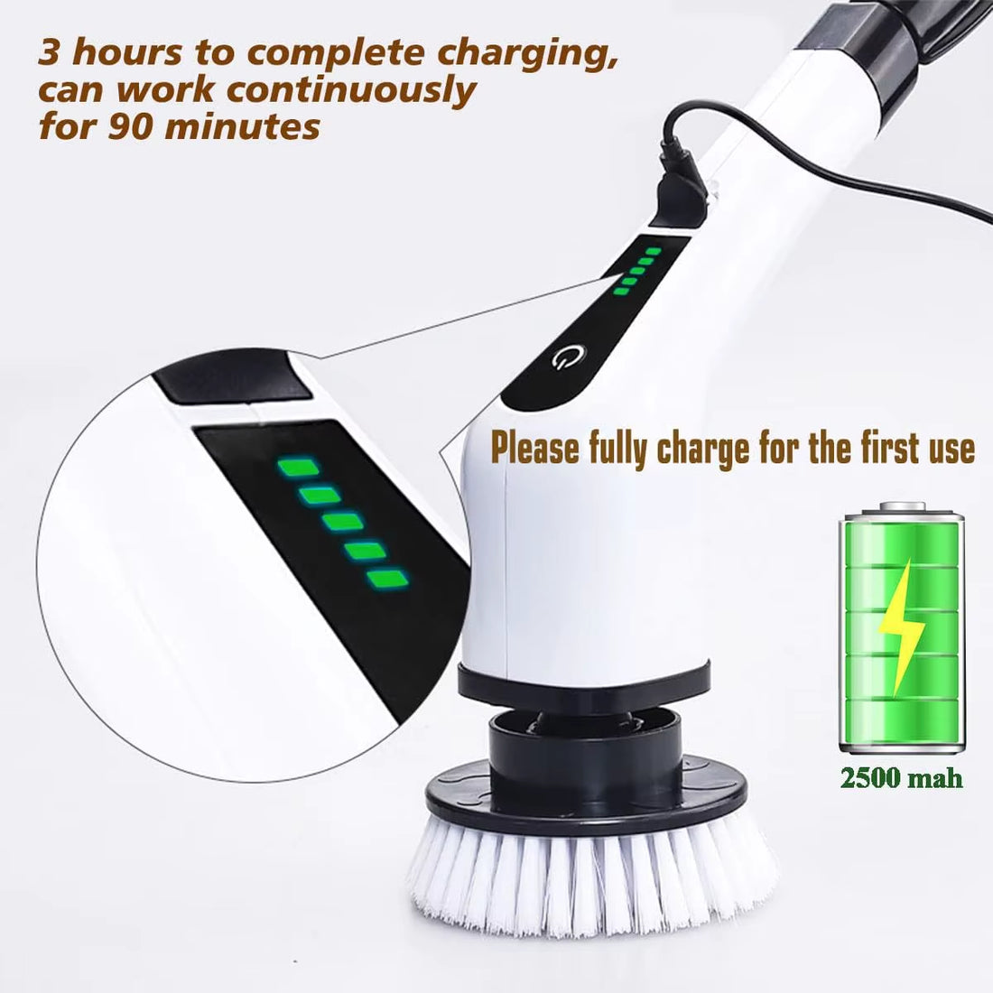 Cordless Electric Spin Scrubber - Versatile Cleaning Brush for Kitchen, Bathroom, and Toilet Use
