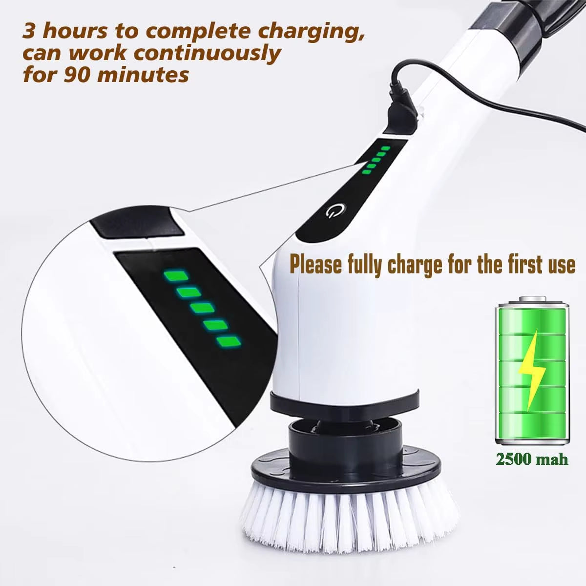 Cordless Electric Spin Scrubber - Versatile Cleaning Brush for Kitchen, Bathroom, and Toilet Use