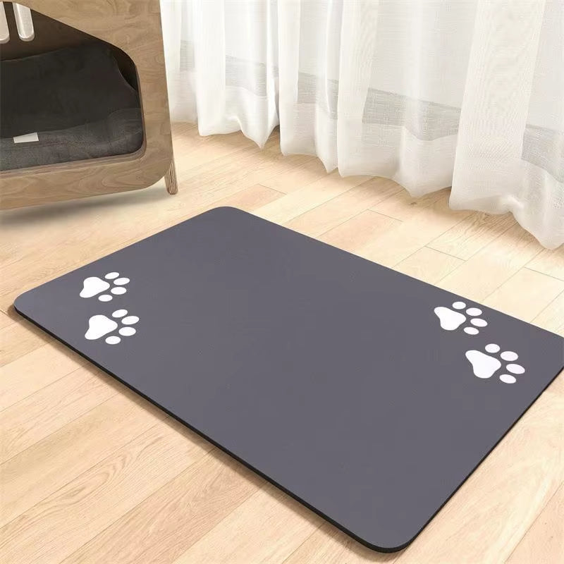 Diatomaceous Absorbent Pet Placemat with Waterproof Quick-Dry Rubber Backing and Non-Slip Design for Food and Water Bowls
