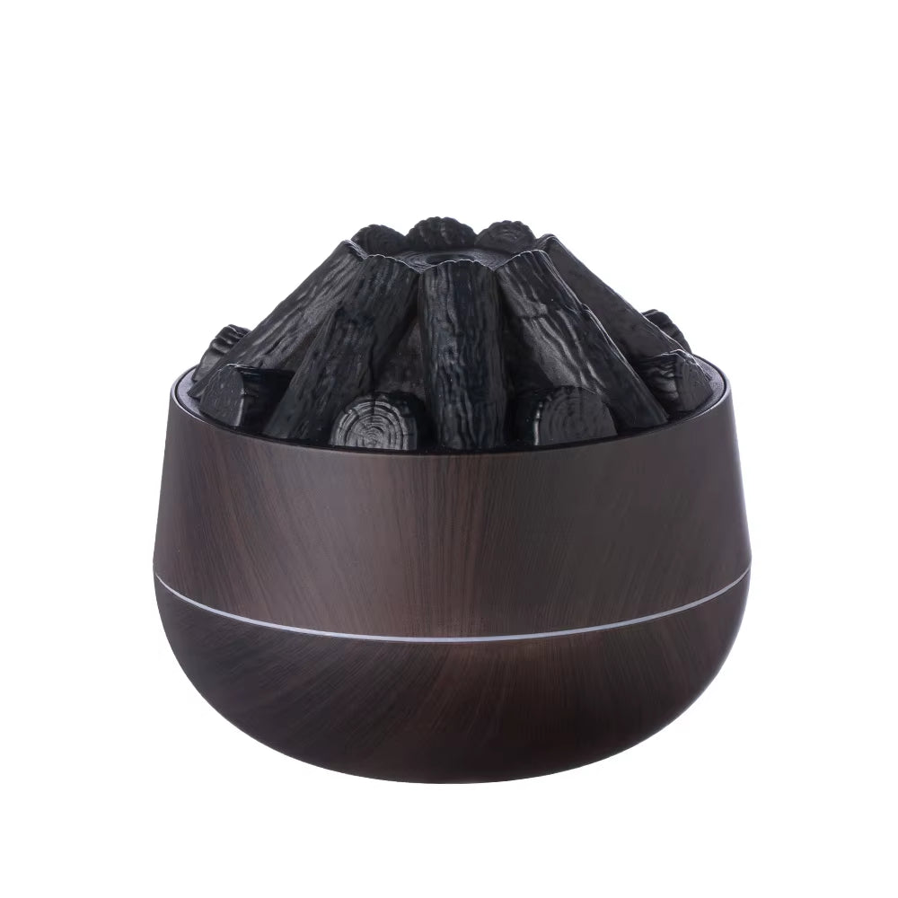 Charcoal Flame Humidifier Aromatherapy Essential Oil Diffuser 300Ml Mist Ultrasonic Humidifier for Bedroom Office Night Light