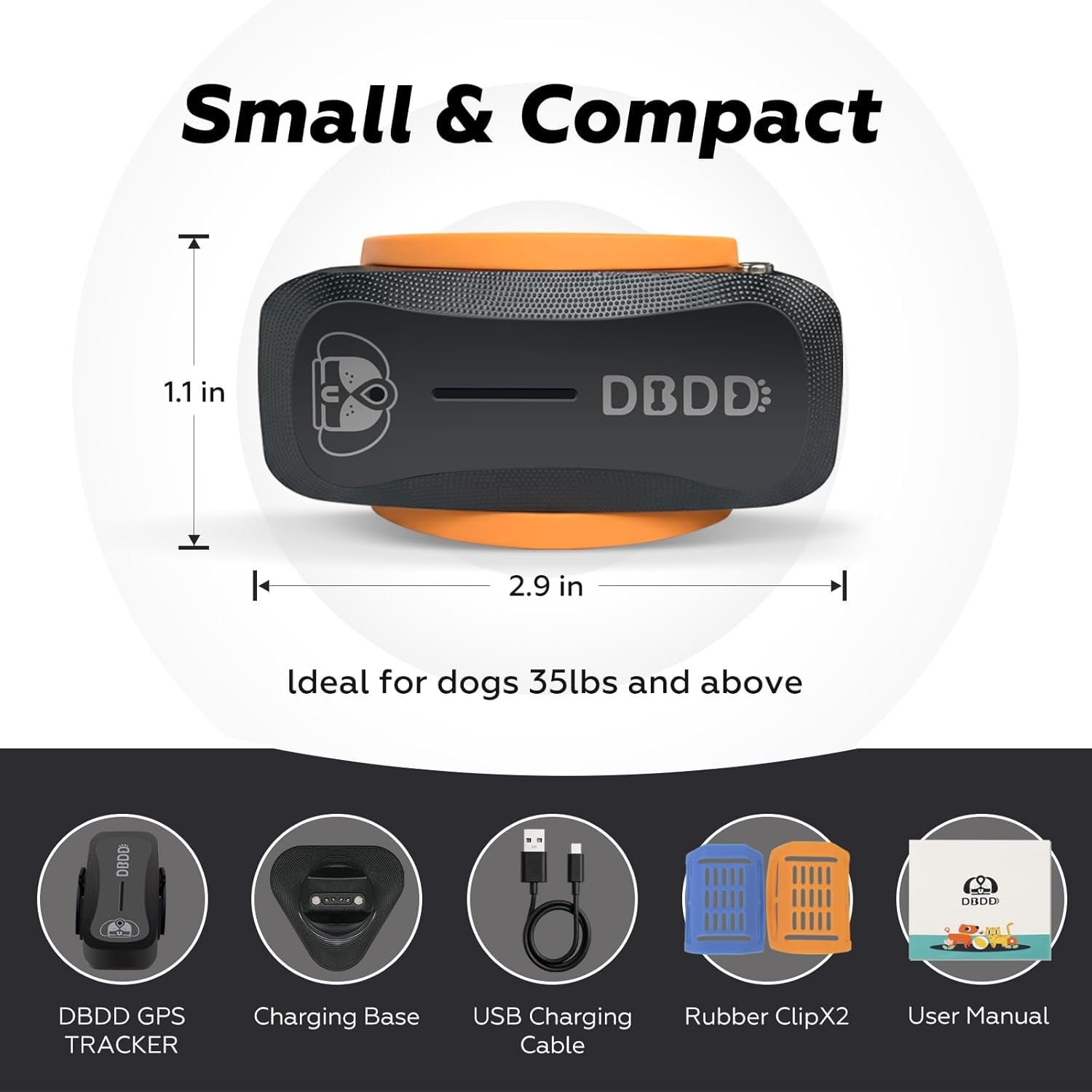 AI GPS Tracker for Dogs (30Lbs+), Real Time Location and AI Health Assistant, Electronic Fence, Waterproof, Ios and Android Universal (D5-Black)