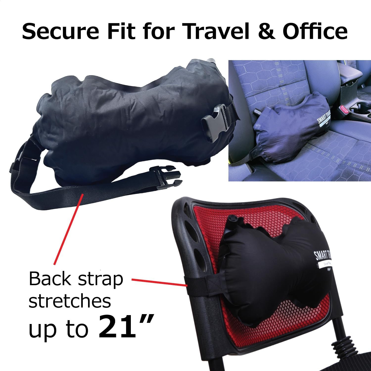 Travel Products Inflatable Travel Lumbar Pillow for Airplane Seat – Adjustable Lower Back Support Cushion for Long Flights