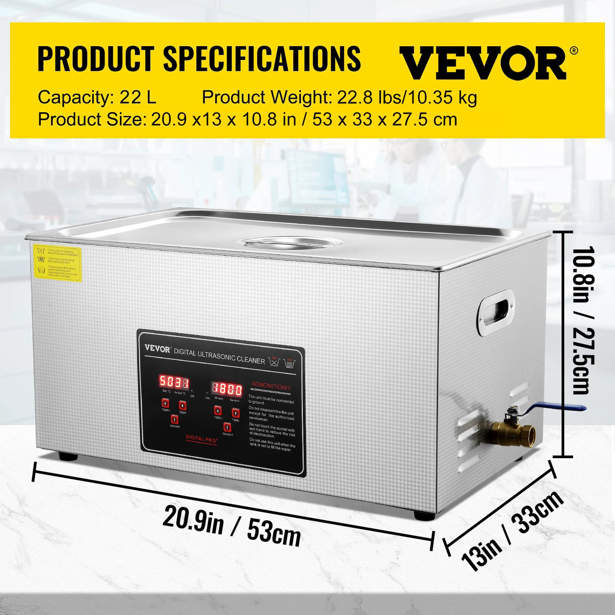 Ultrasonic Cleaner - Portable Stainless Steel Washing Machine in 2L, 3L, 6L, 10L, 22L, and 30L Capacities