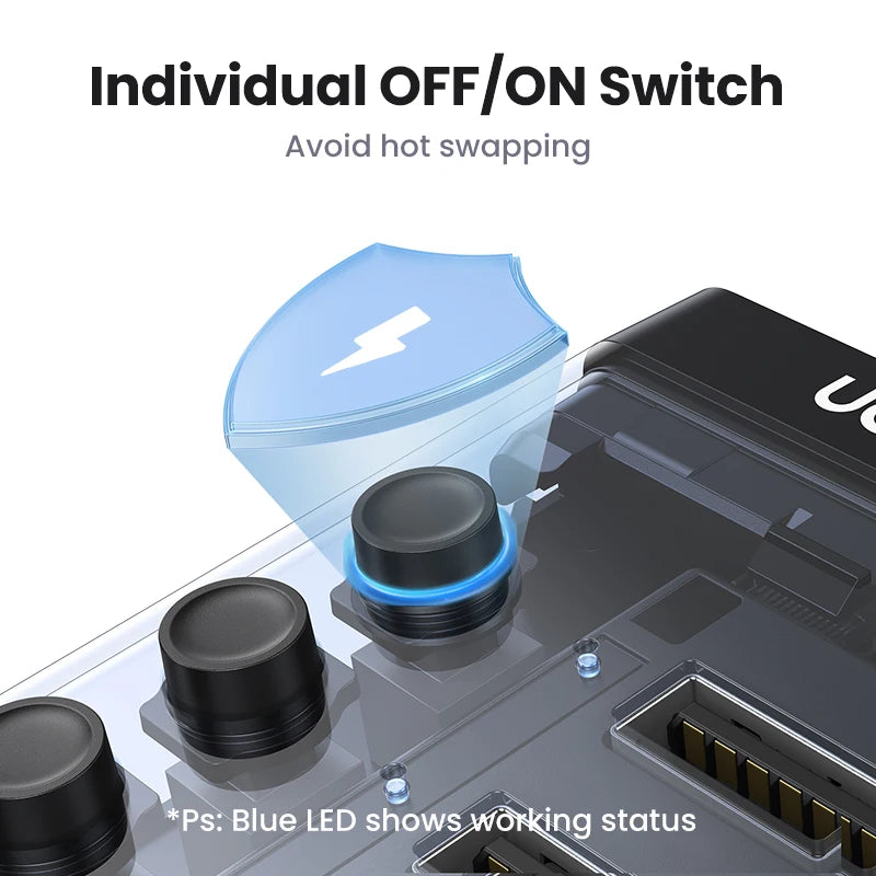 7-Port USB 3.0 Hub with Individual ON/OFF Switches and LED Indicators for Desktop and Laptop USB Port Expansion