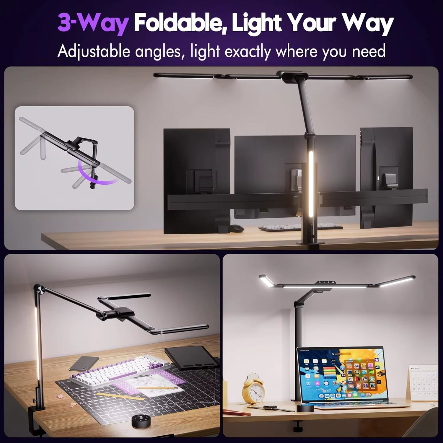 32.5" Architect Desk Lamp with Eye Care, Radar Sensor & Remote - 1100LM Bright for Office Home