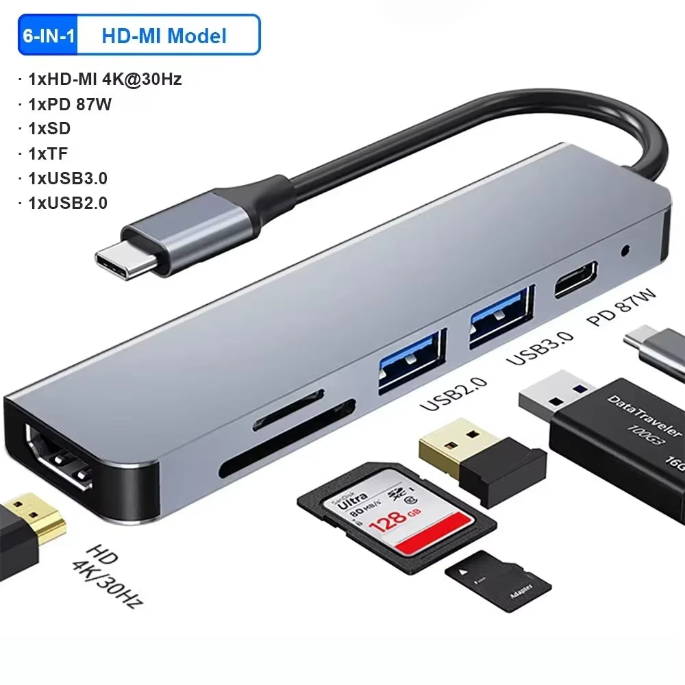 11/12-In-1 Type C Dock USB C Hub 3.0 Splitter Multiport Adapter 4K RJ45 SD/TF VGA Hdmi-Compatible Laptop Macbook Ipad Xiaomi