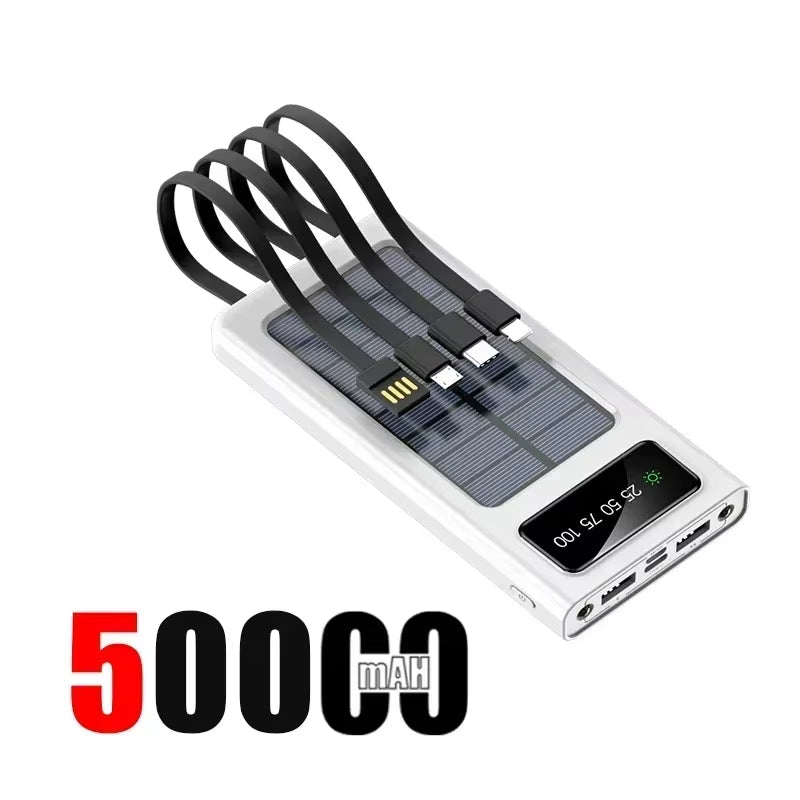 200000Mah Solar Power Bank Ultra Capacity 120W Super Fast Charging USB Typec LED Light Outdoor Power Bank for Iphone 17 Samsung