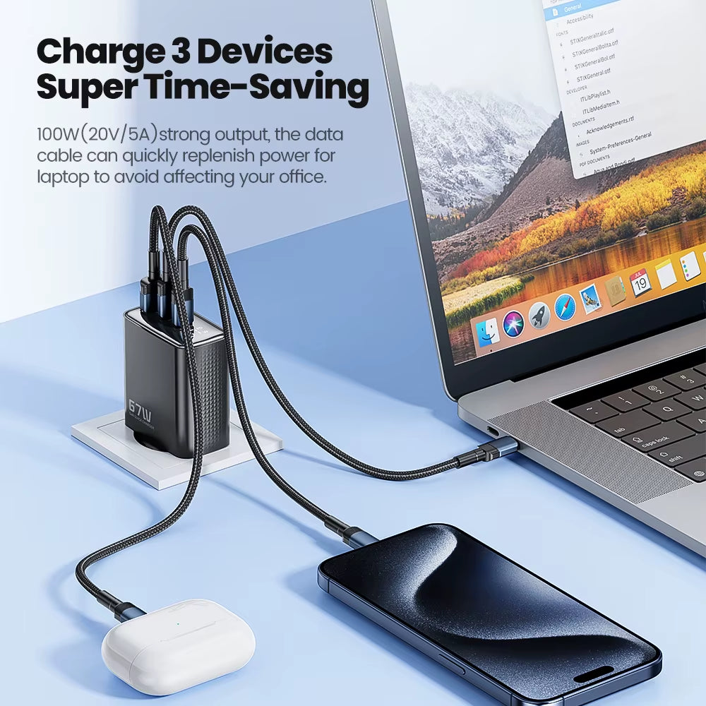 67W GaN Charger with Digital Display, Quick Charge 4.0/3.0, Fast Type-C USB Charger for Laptops, iPhone, Samsung, Xiaomi, Realme, and POCO
