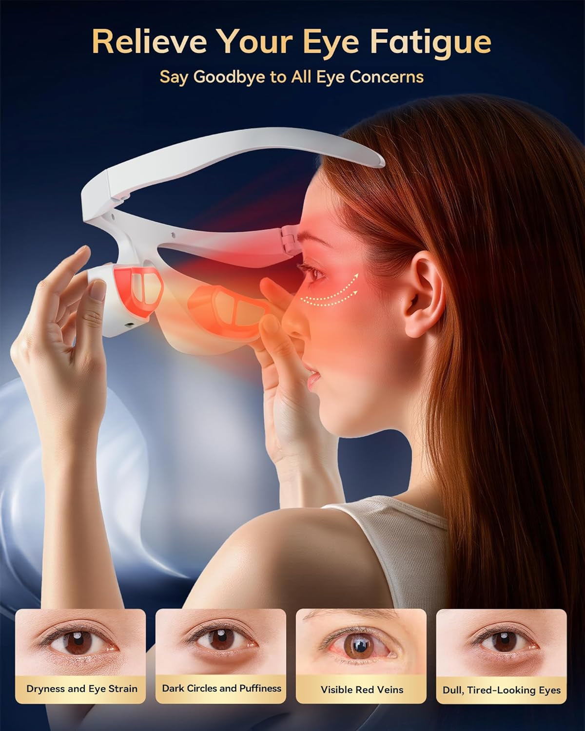 Under Eye Red Light Therapy Device, Red Light Therapy Glasses for Eyes 630±10Nm,Red Light Eye Mask for the Treatment of Eye Bags,Dark Circles,Puffiness Periorbital for Treating