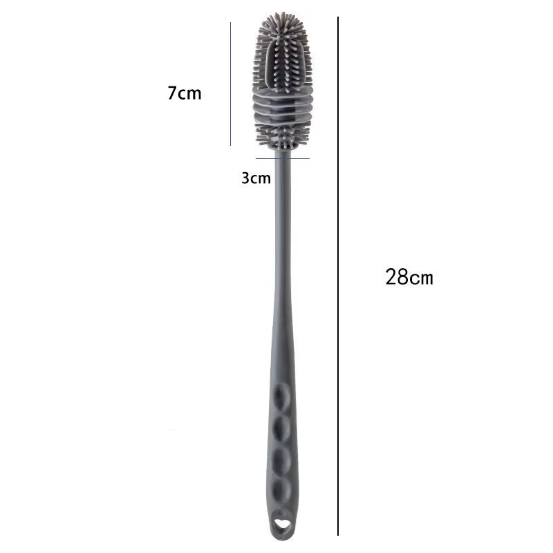 Multifunctional Rotating Silicone Cup Brush with Long Handle for Household Cleaning