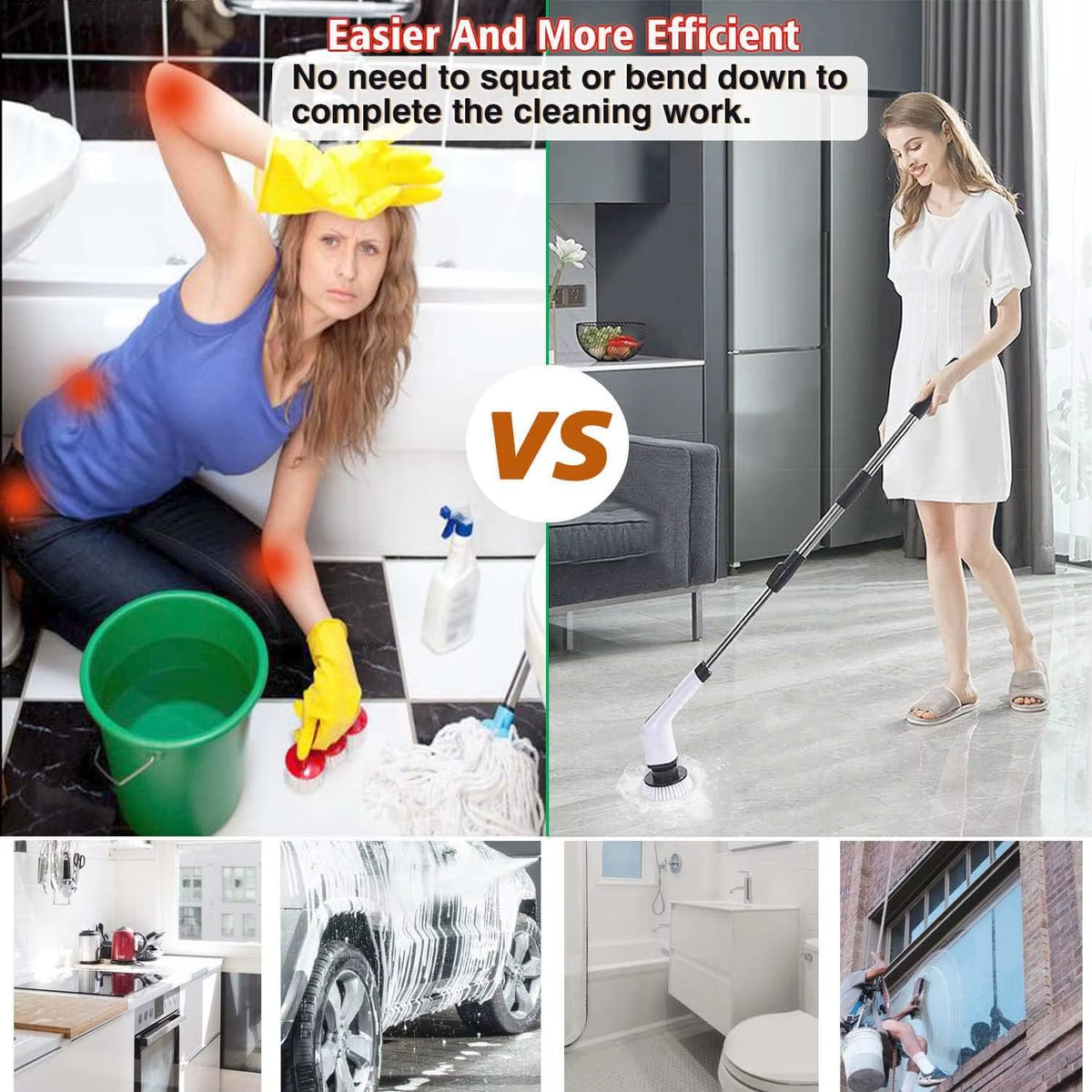 Cordless Electric Spin Scrubber - Versatile Cleaning Brush for Kitchen, Bathroom, and Toilet Use