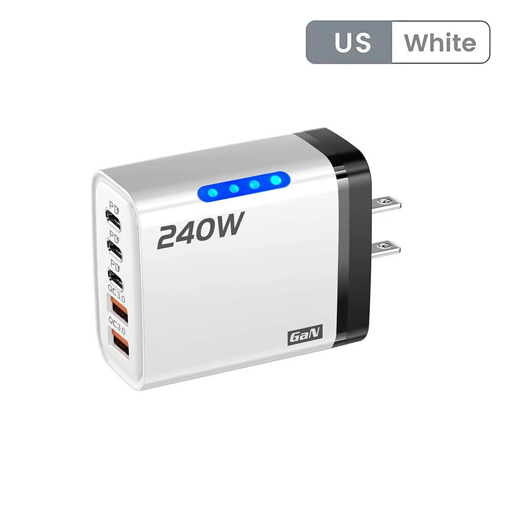 5 Ports USB C PD Charger Quick Charge 3.0 Type C USB Phone Chargers Fast Charging Adapter for Iphone 16 15 Samsung Xiaomi Huawei