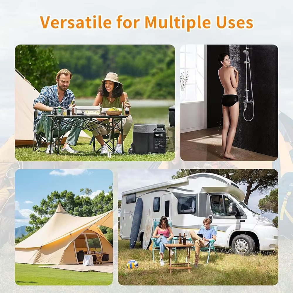 Foldable Portable Shower Base for Camping Tent Outdoor Bathing - PVC Oxford Fabric with Drain Valve for Beach RV Travel Pet Bath