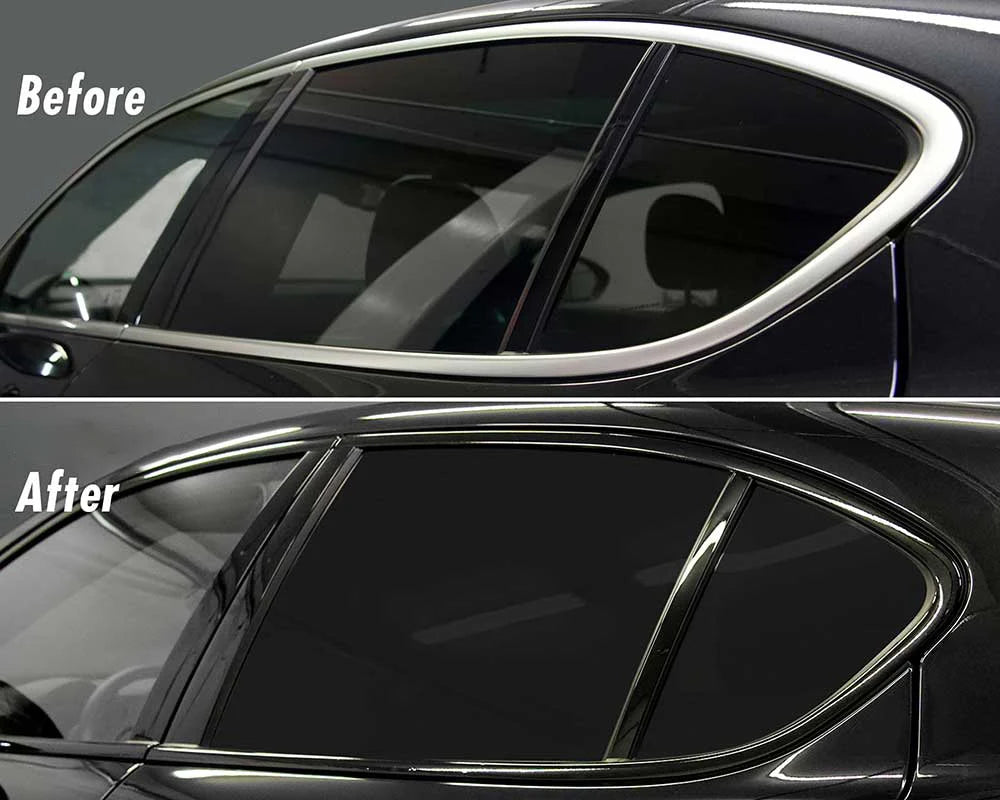 Glossy Black Vinyl Wrap Film Stripes (3/5/7/10CM) for Car Hood, Roof, Pillar, and Window Trim Blackout Applications