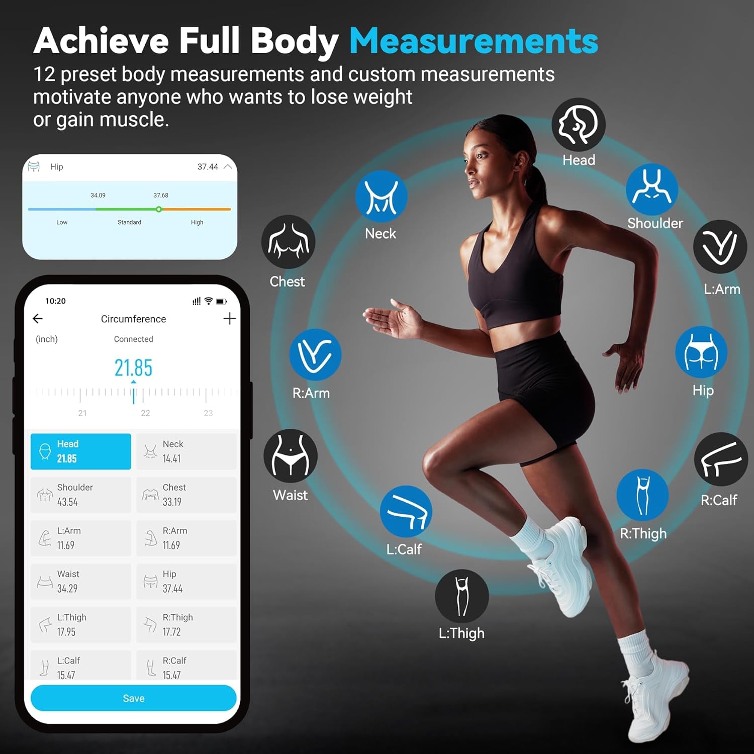 Smart Body Tape Measure,Rechargeable Body Measuring Tape with Fitdays App,Accurate Retractable Digital Body Measurement Device Tool for Muscle Gain,Weight Loss,Fitness,Locking,60In/150Cm