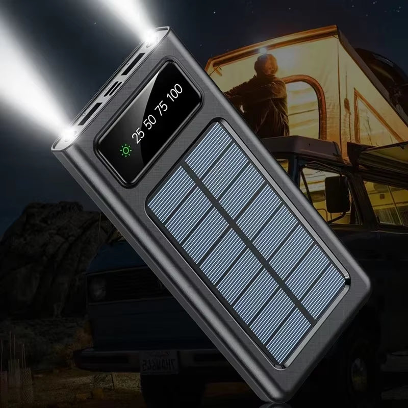 200000Mah Solar Power Bank Ultra Capacity 120W Super Fast Charging USB Typec LED Light Outdoor Power Bank for Iphone 17 Samsung