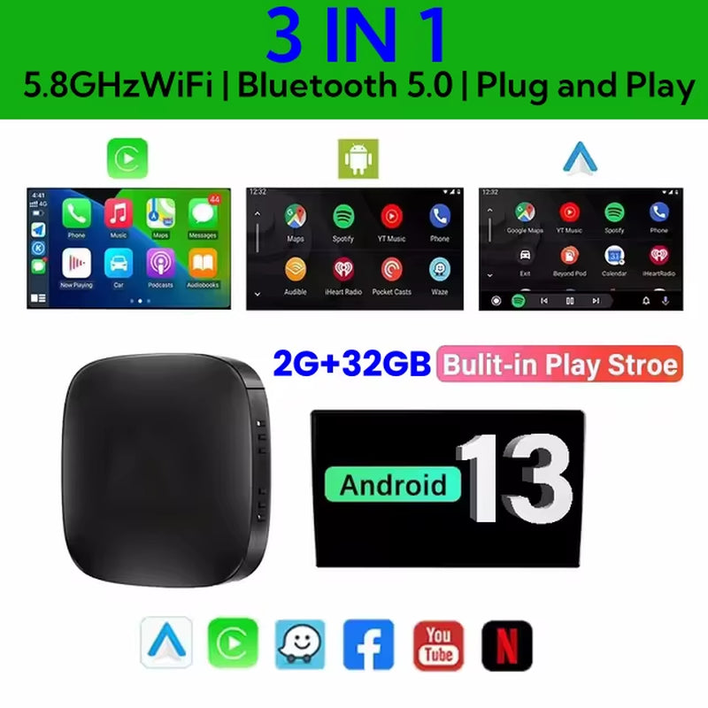 Android 13 Car Ai Box Wireless Carplay Adapter Android Auto for Netflix Youtube for MG ZS EV MULAN MG4 MG5 EHS MARVEL R MAXUS