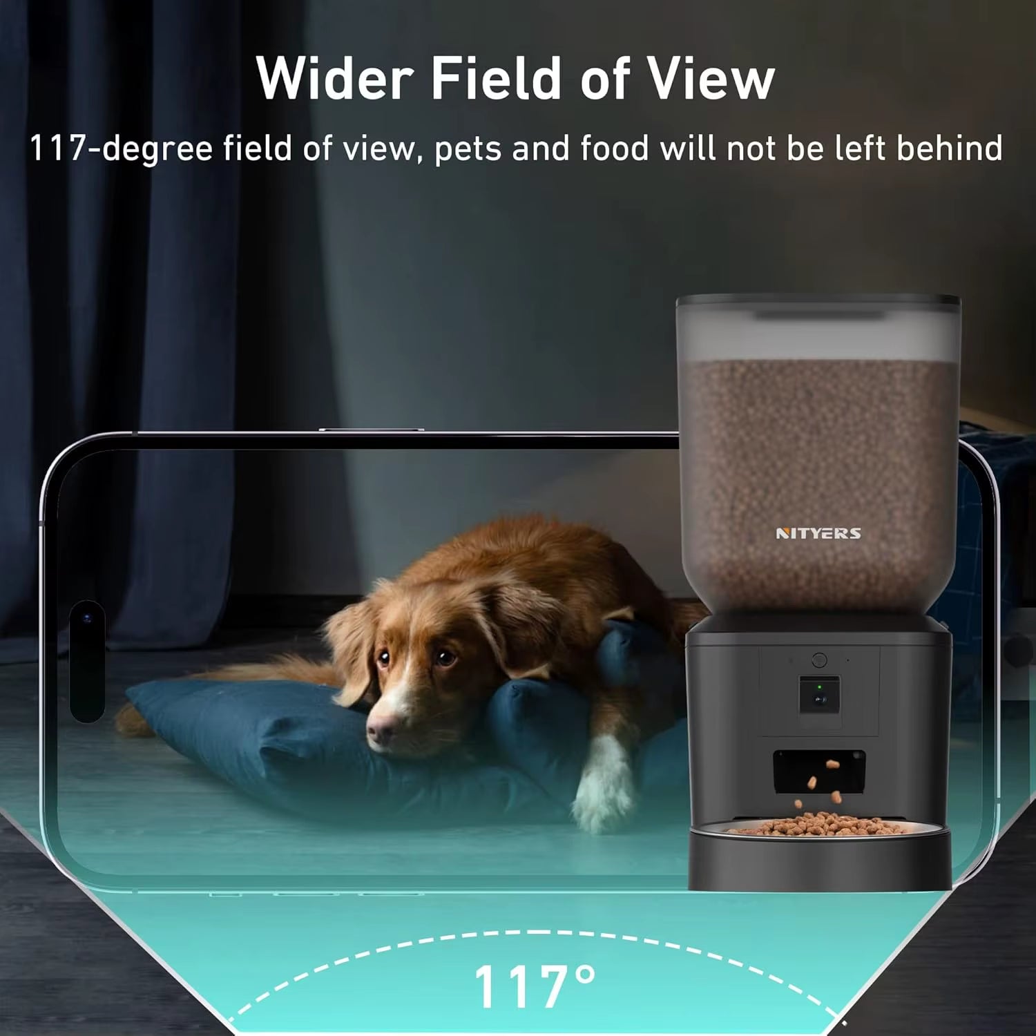 Automatic Pet Feeder with Camera & Wifi, 8L Capacity, 1080P Night Vision, Two-Way Talk, Timed Dispenser for Cats and Dogs