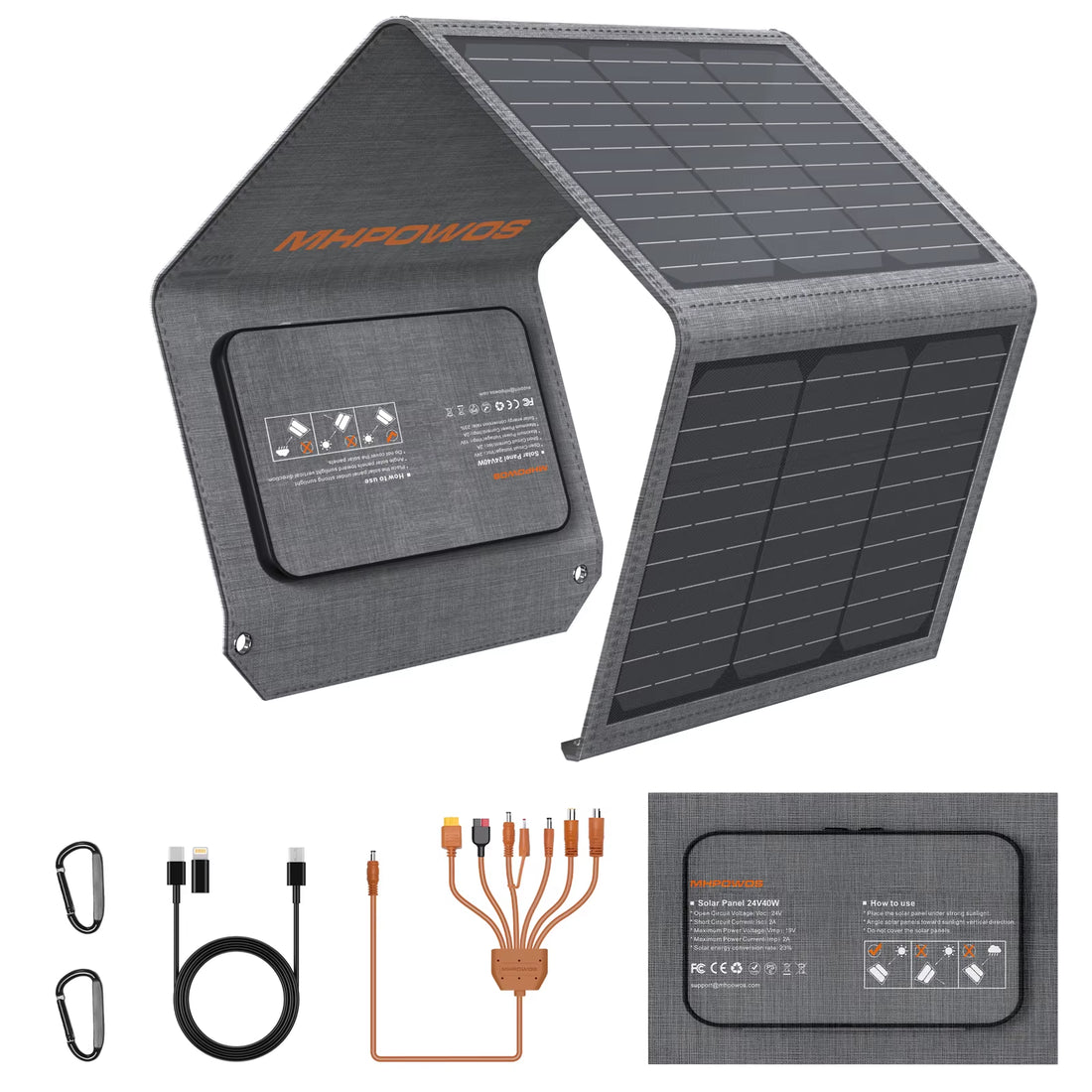 120W / 40W Portable Solar Panel, 19V ETFE Foldable Solar Charger for Power Station,Qc3.0 USB-A &Type-C Output for Phones