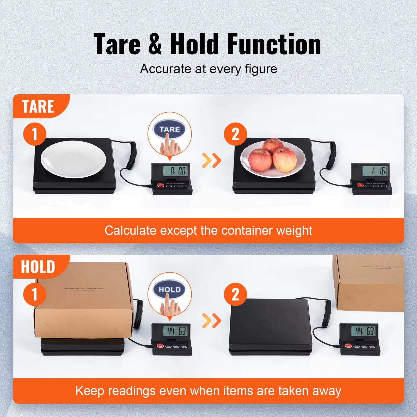 110 Lbs Digital Postal Shipping Scale with Timer 90° Foldable LCD Screen AC/DC Powered Package Scale for Laggage Home