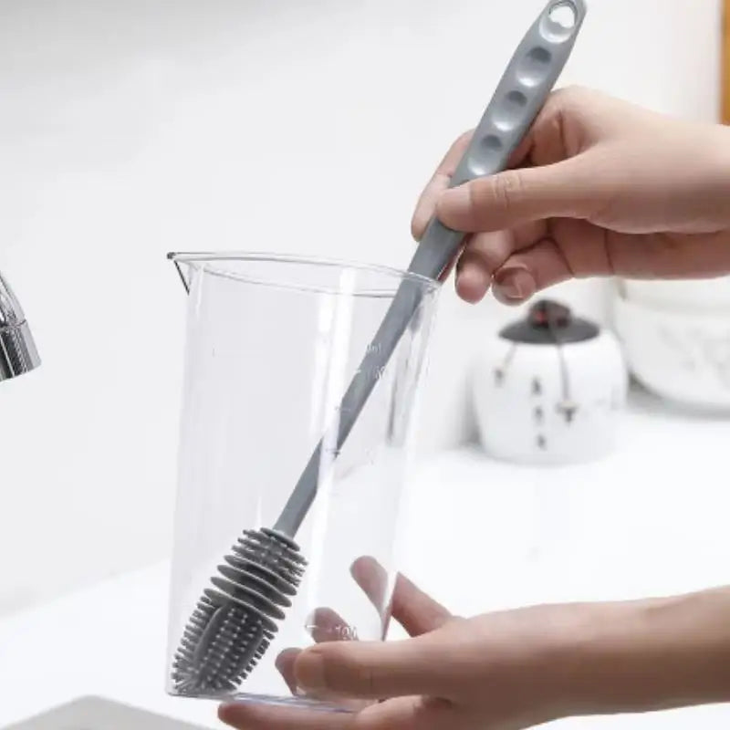 Multifunctional Rotating Silicone Cup Brush with Long Handle for Household Cleaning