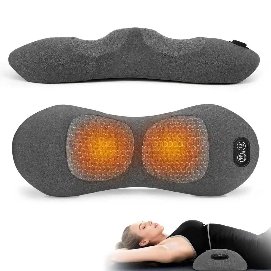 3-in-1 Electric Back Massager with Heat, Vibration, and Traction - Lumbar Support Pillow for Deep Tissue Relaxation