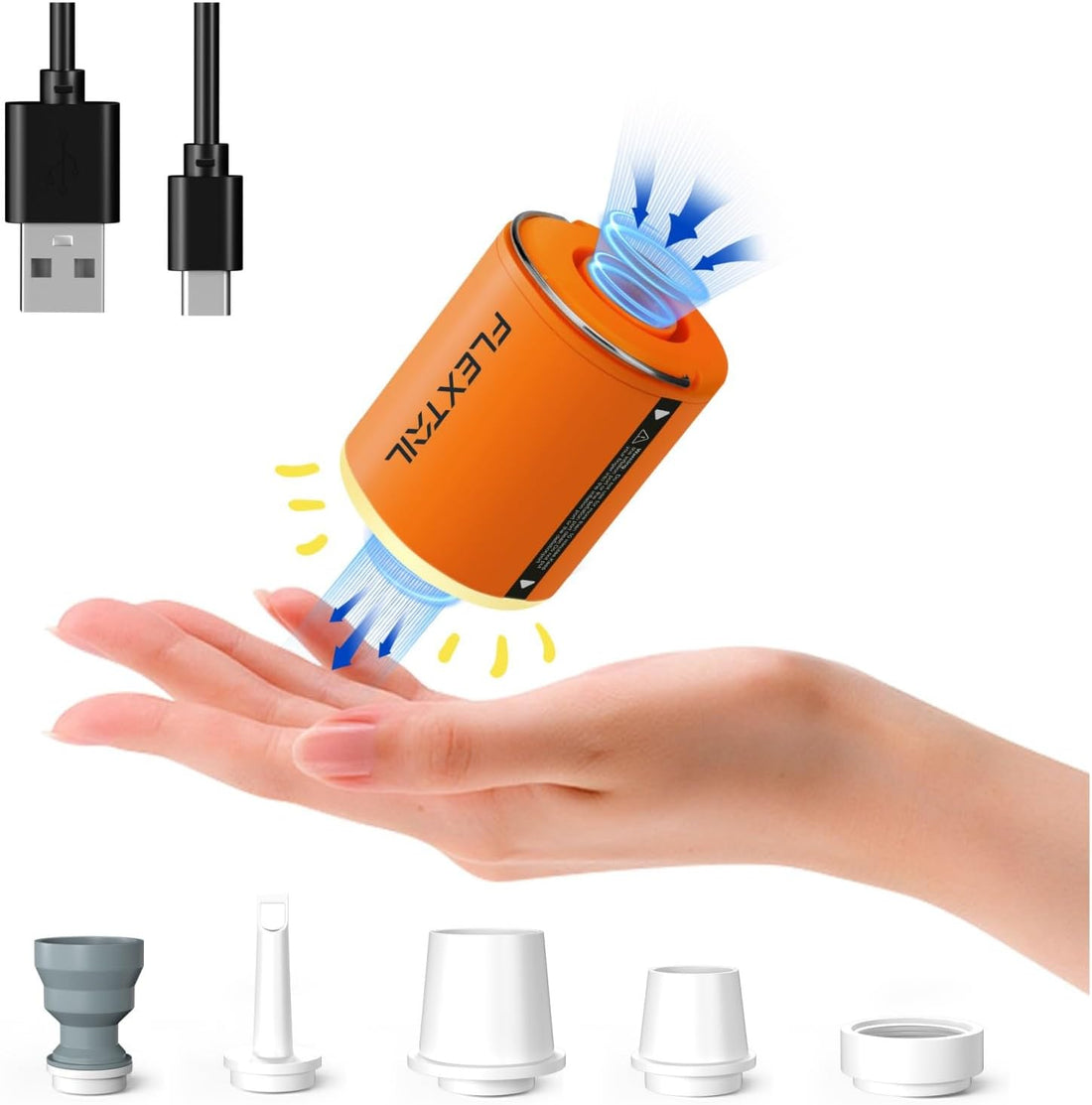 Portable Air Pump with Camping Lantern Tiny Pump 2X 4Kpa Air Pump for Inflatables Rechargeable Air Mattress Pump with Magnetic Design for Sleeping Pads, Pool Floats, Swimming Rings(Og)