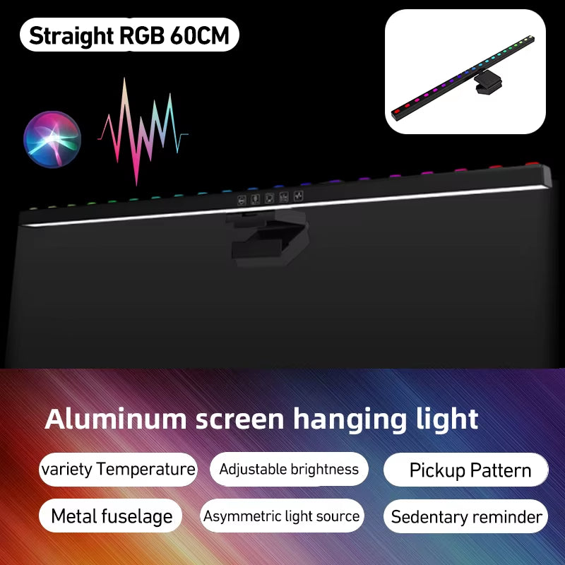 RGB Music Rhythm Computer Monitor Light Bar with Dimming Function for Enhanced Desk and Gaming Experience