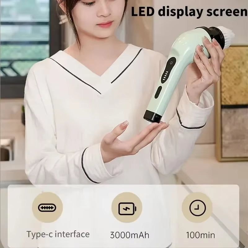 9-In-1 Multifunctional Wireless Electric Cleaning Brush Household Kitchen Bathroom Brush USB Handheld Rotating Cleaning Tools