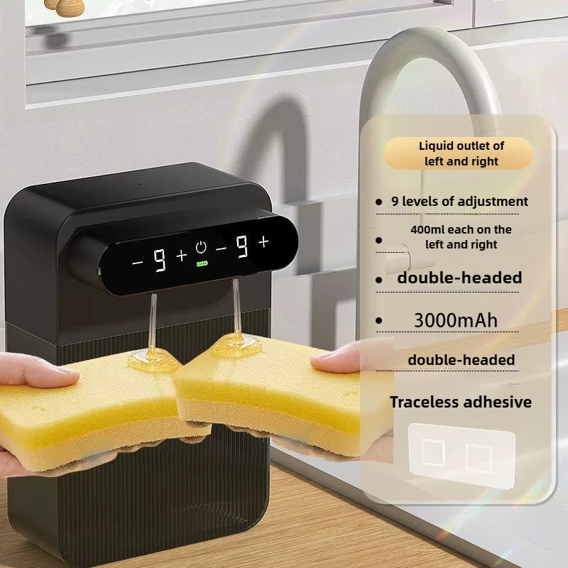 Automatic Foaming Soap Dispenser 400Ml+400Ml USB Rechargeable Double-Headed Touchless Wall-Mountable for Multiple Scenarios