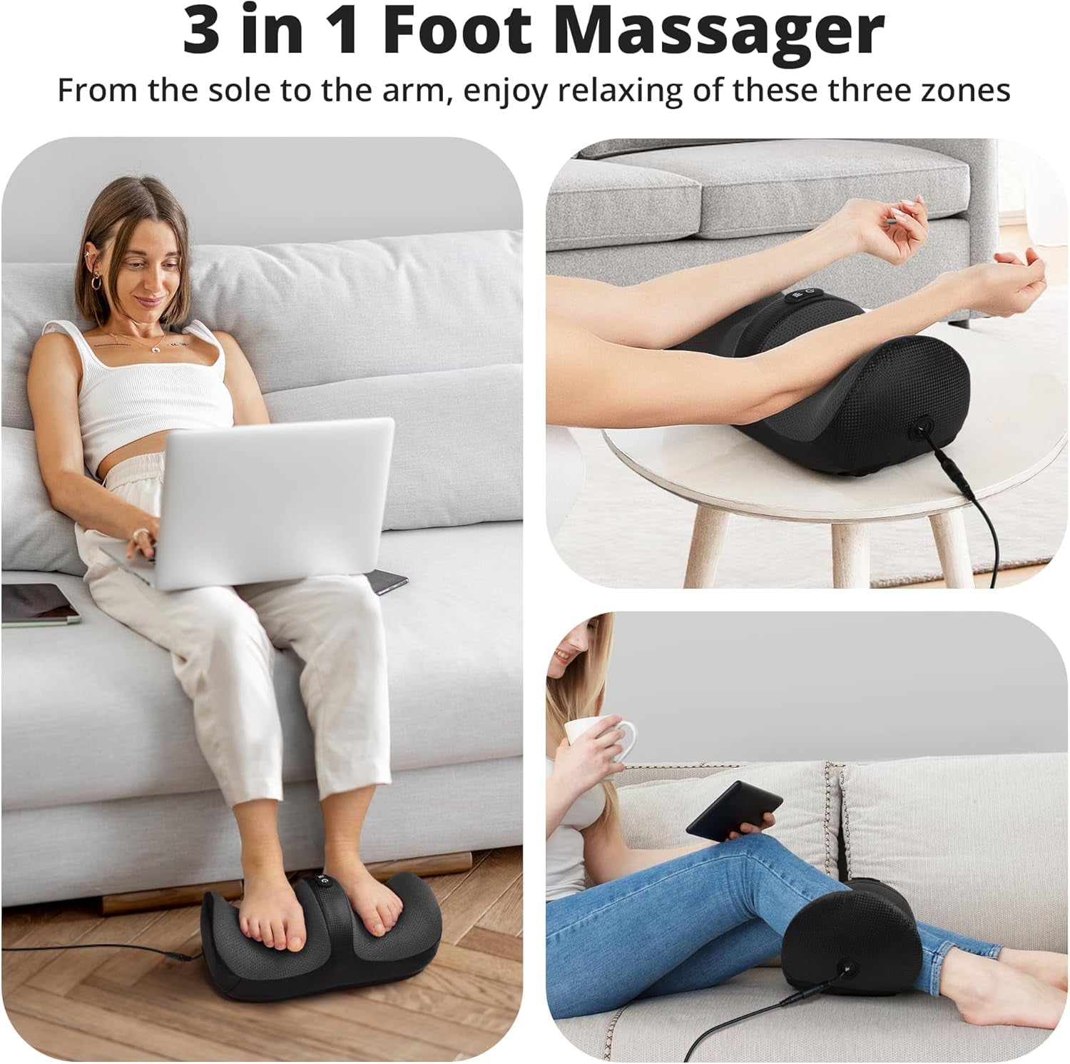 Foot Massager with Heat - Foot and Calf Massager with Massage Roller, Deep Massage for Plantar Fasciitis, Pain Relief, Neuropathy, Relax for Home or Office Use (Not Cordless)