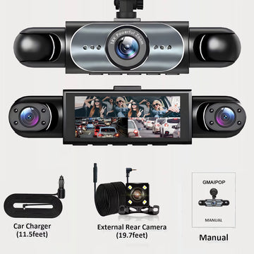 4-Channel 360° Dash Cam with Night Vision, 24/7 Parking Monitoring, G-Sensor, and Loop Recording