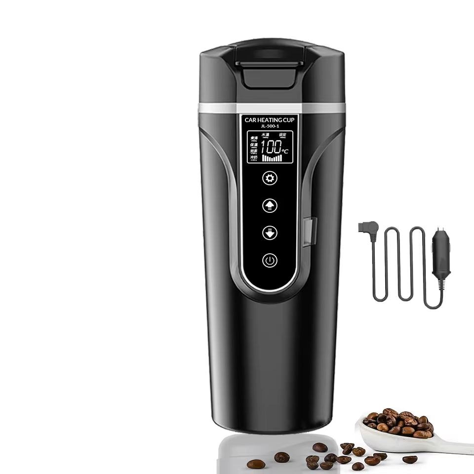 12V24V 500ML Electric Heating Car Water Cup Coffee Milk Dry Boil Protection Travel Kettle Stainless Steel Car Winter Accessories
