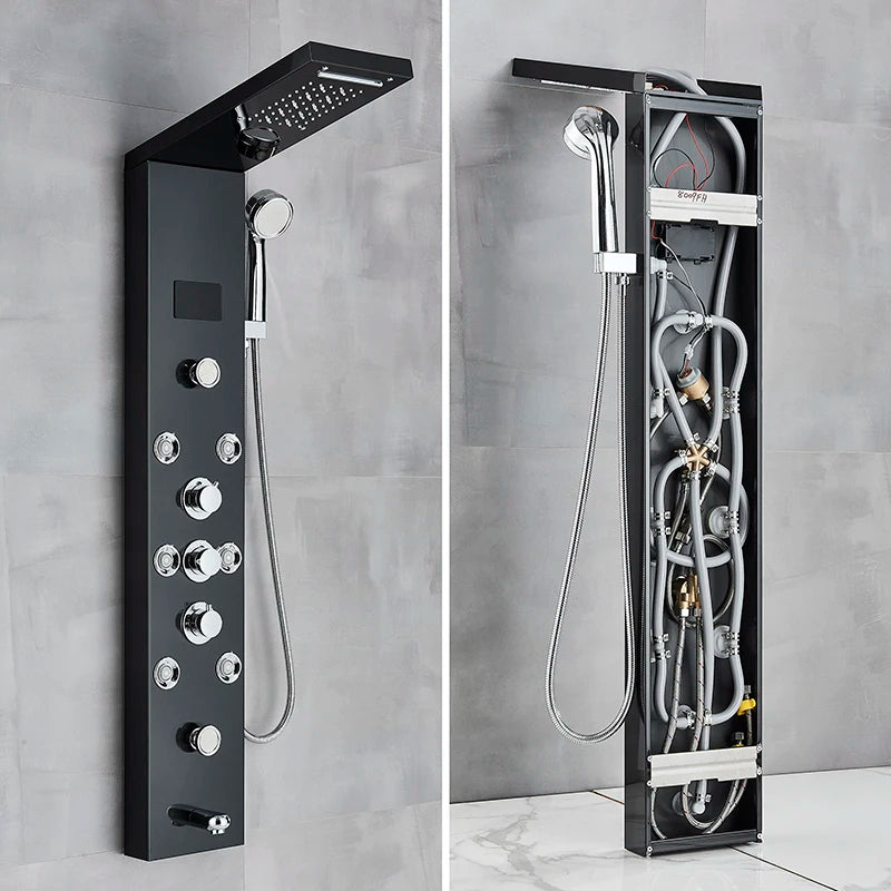 LED Digital Display Shower Panel with Waterfall Rain and SPA Massage Jet System