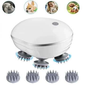 Adjustable Speed Head Massager with Red Light Therapy for Scalp Care and Deep Silicone Kneading