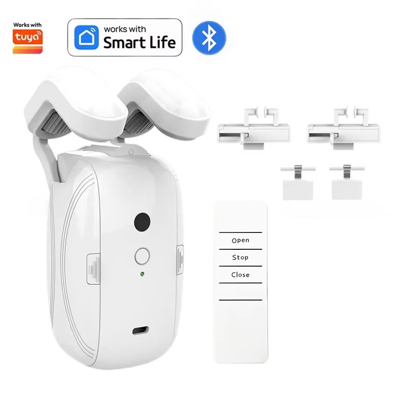 Smart Automatic Curtain Opener, Remote Control with App/Timer/Voice, with T/U/Rome Rod ,Wifi Bluetooth Automatic Light Sensor