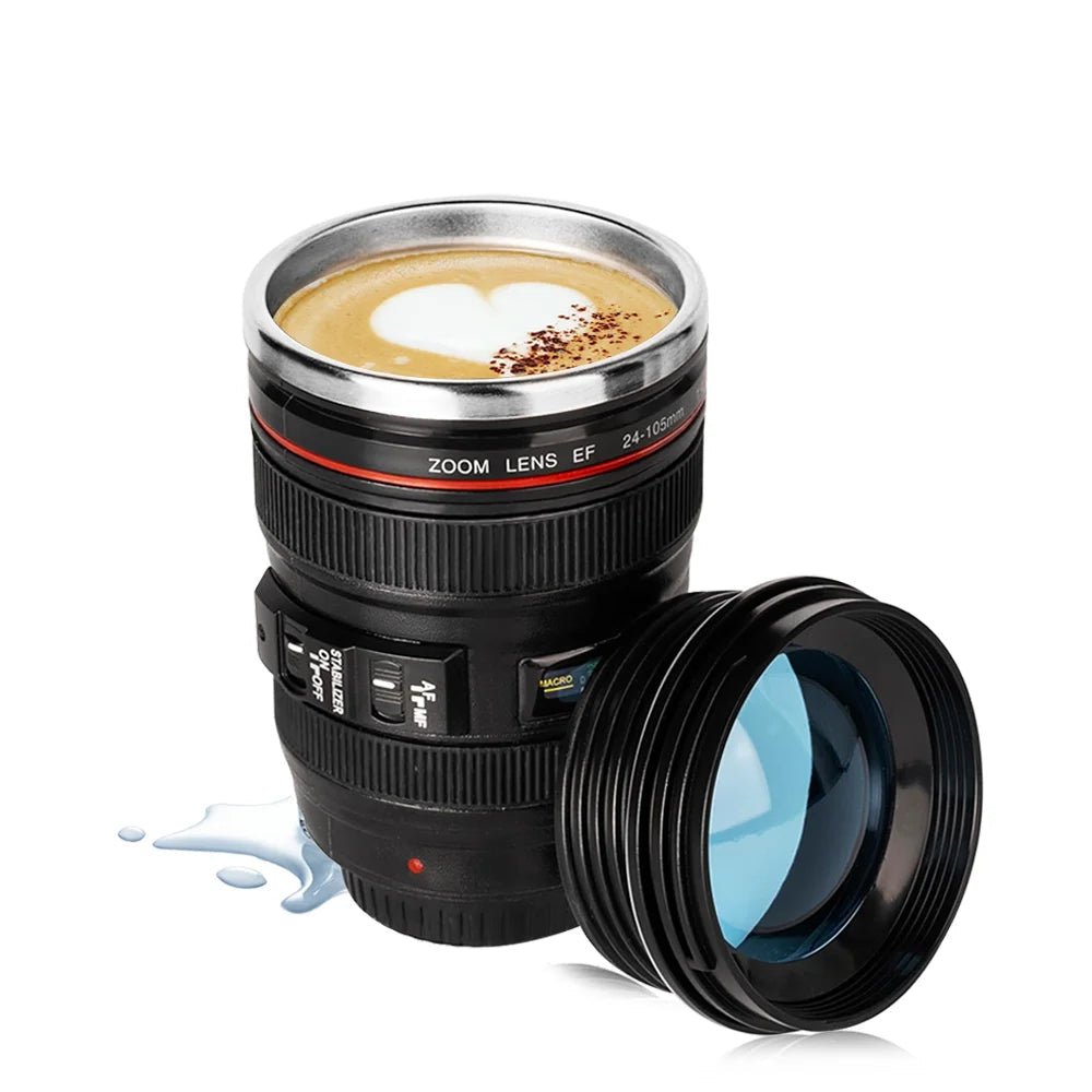 Water Bottle Camera Len Coffee Cup Travle Mug Thermal Cup Stainless Steel Tumbler Cup with Lid Leak Proof Vacuum Flask Drinkware